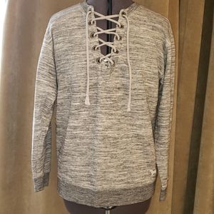 PINK Long-Sleeved Lace Up Tunic Sweatshirt